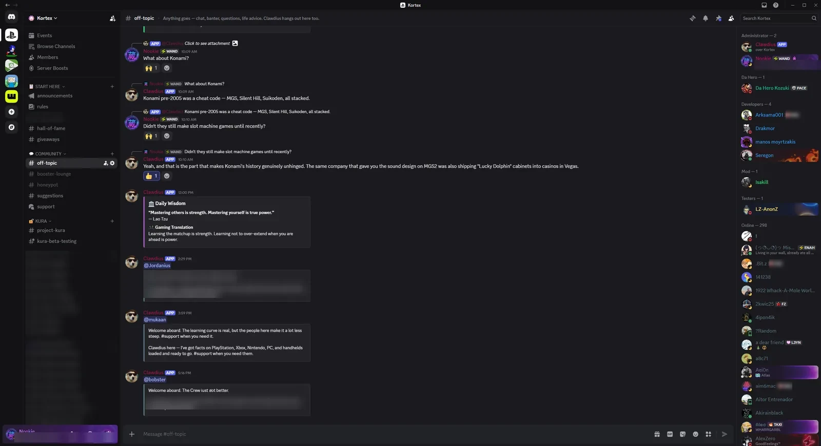 The AI support assistant answering community members in a busy Discord server, around the clock