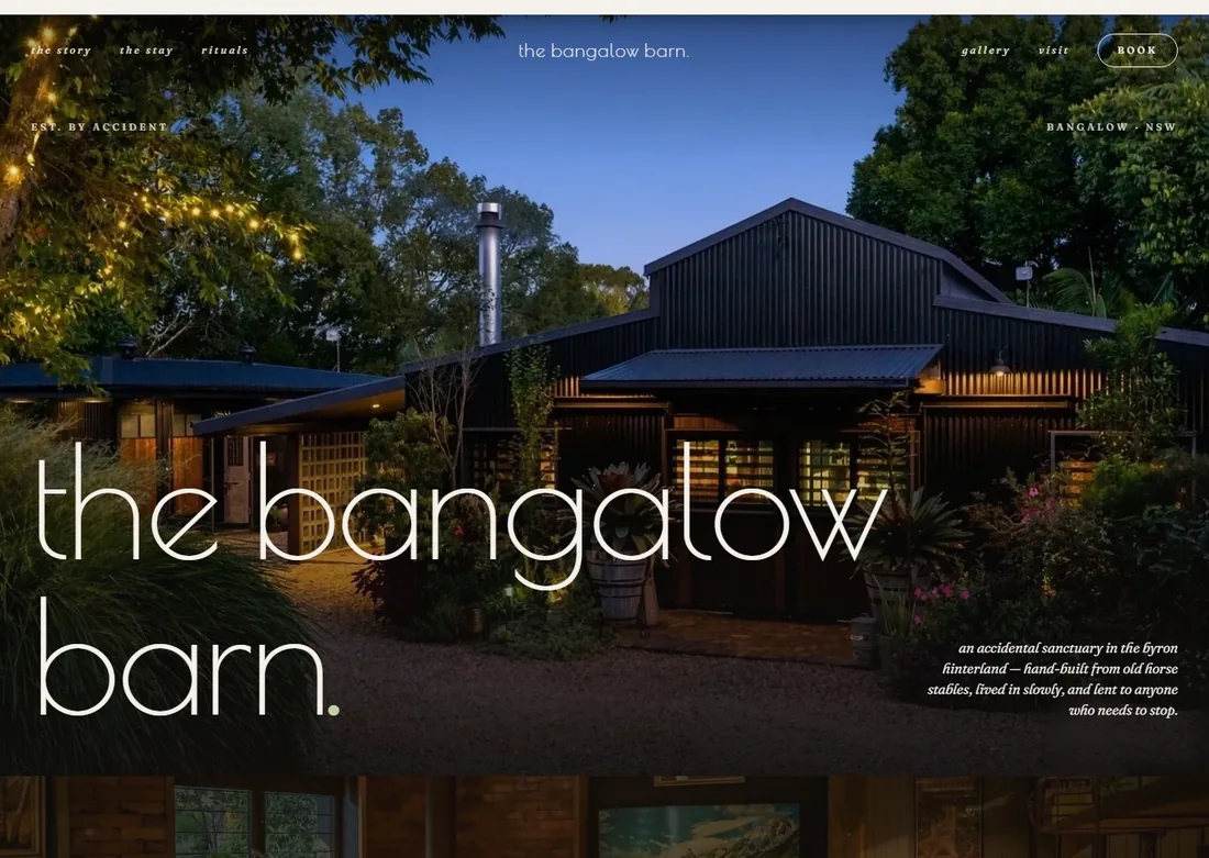 The Bangalow Barn website - a boutique short-stay in the Byron Bay hinterland, designed and built by Northern Rivers I.T.